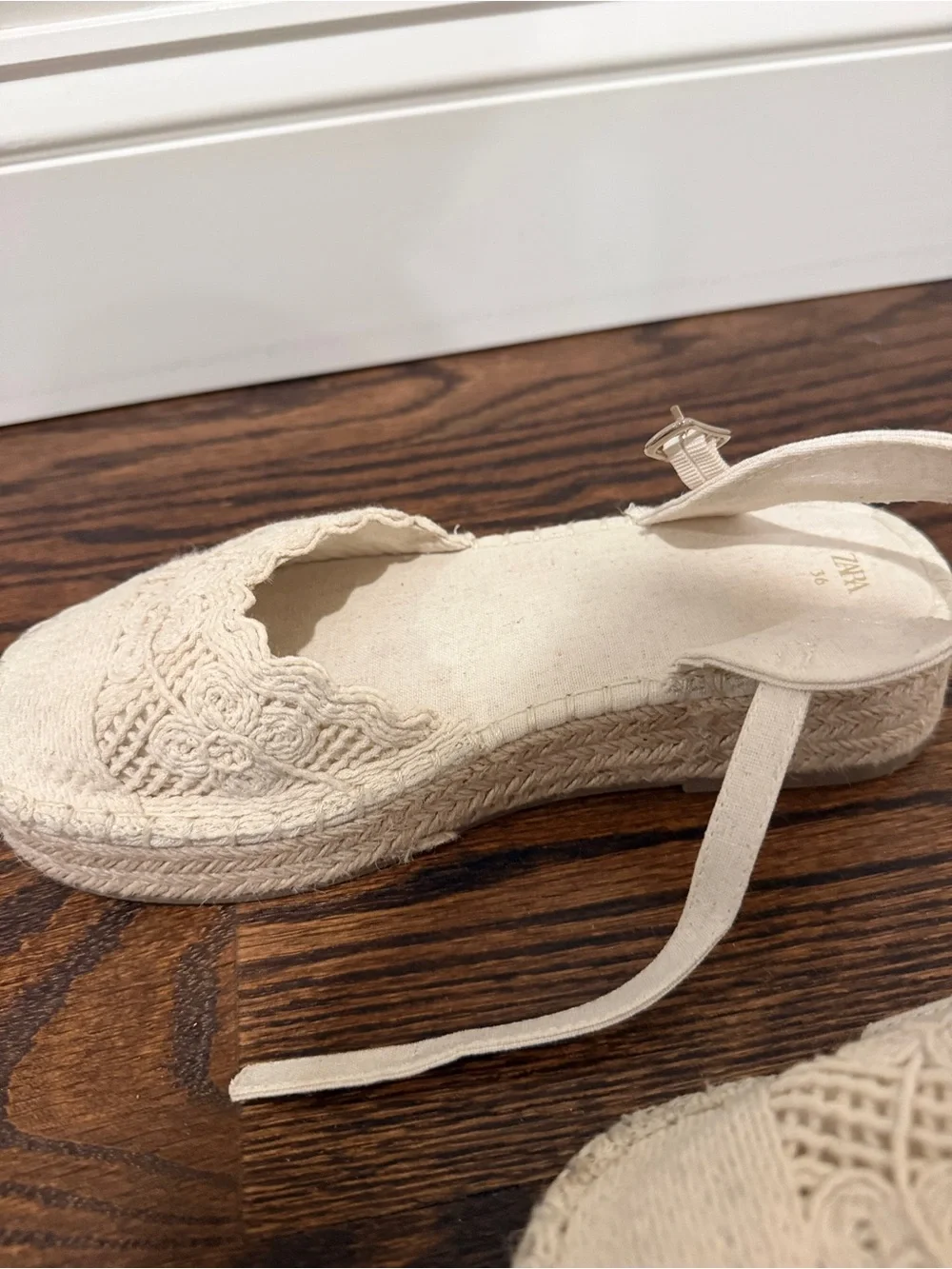 Zara Cream Crochet Espadrille Slingback Sandals